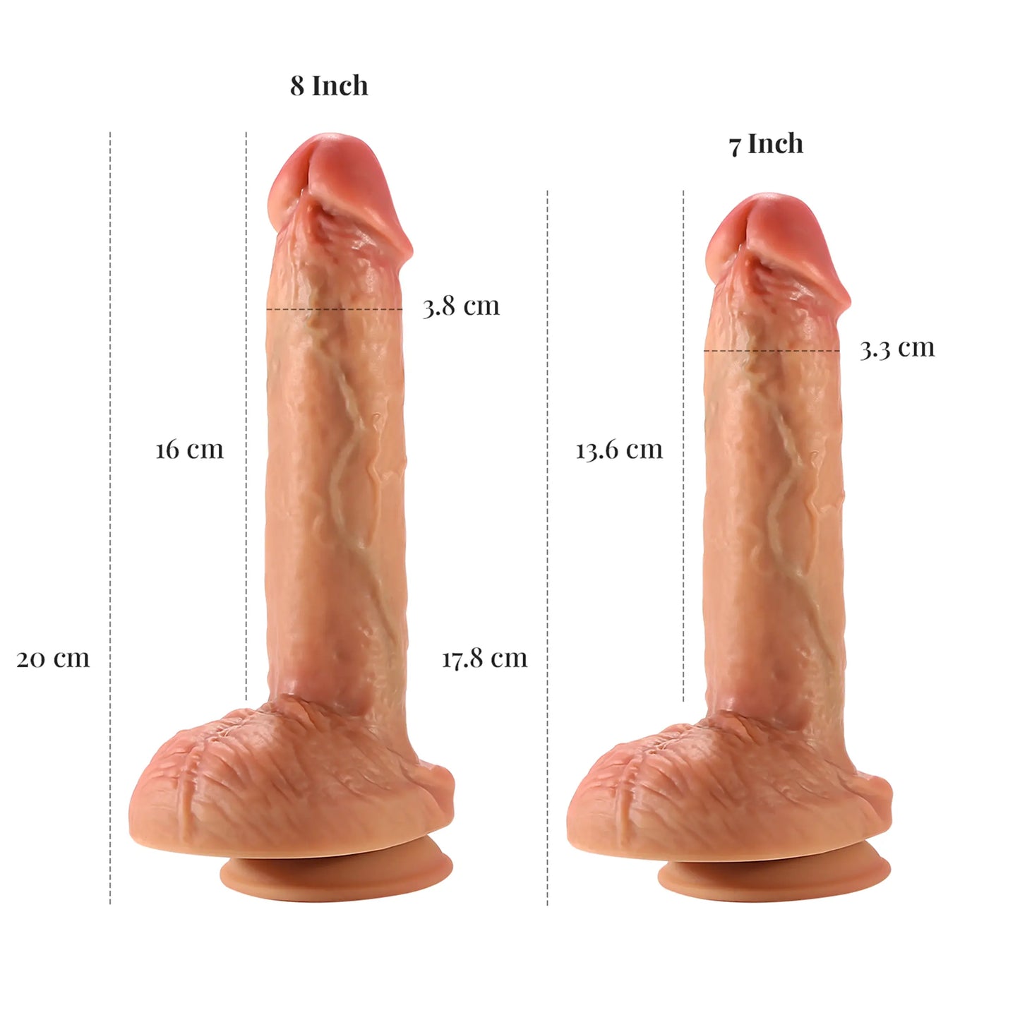 Lustra’s Realistic Silicone Dildo with Suction Cup - Light Flesh Tone