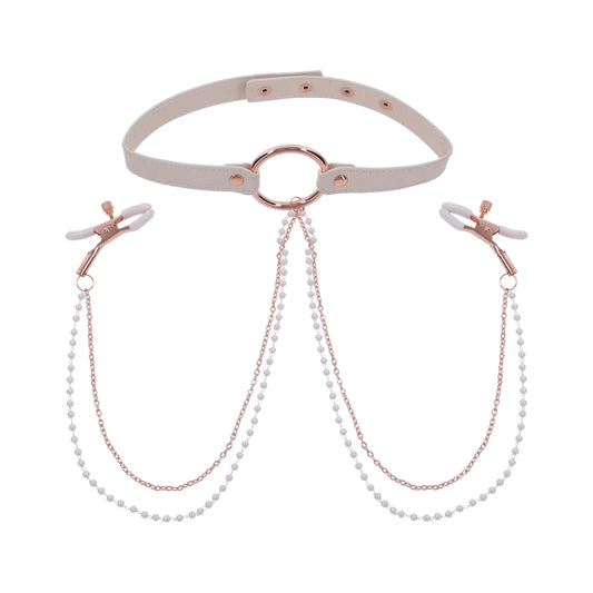 Sex & Mischief’s Peaches 'n CreaMe Collar With Nipple Clamps