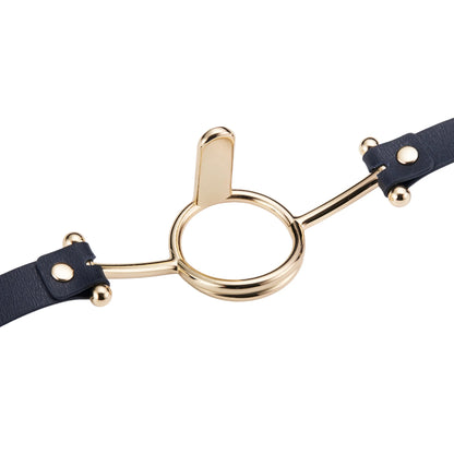 Roomfun’s Leather O-Ring Mouth Gag with Tongue Depressor Golden