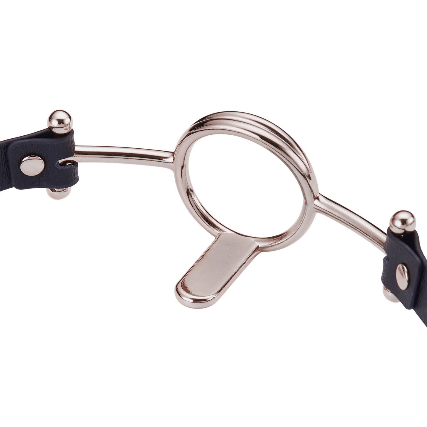 Roomfun’s Leather O-Ring Mouth Gag with Tongue Depressor Gun Metal