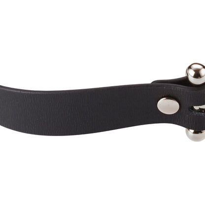 Roomfun’s Leather O-Ring Mouth Gag with Tongue Depressor Gun Metal